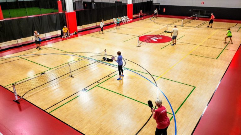 pickleball on a basketball court
